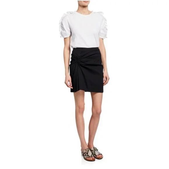 A.L.C. Black Mini Skirt Asymmetrical Ruching Construction  with U-ring Detail - Picture 1 of 11